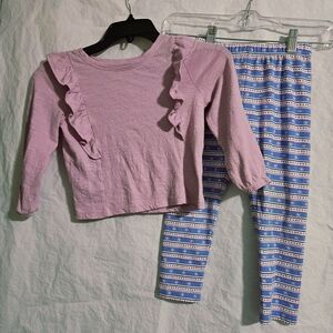 Girl's 4T Cat & Jack Lavender Ruffled Top and 4T Nina Print Pants